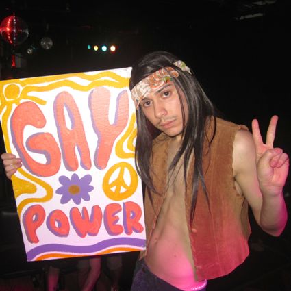 Robert as a hippie go-go dancer.