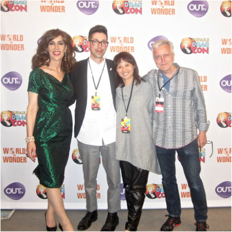 Step & Repeat! With Josh (my trusty projectionist) and Kayoko and Poul (my gracious L.A. hosts).